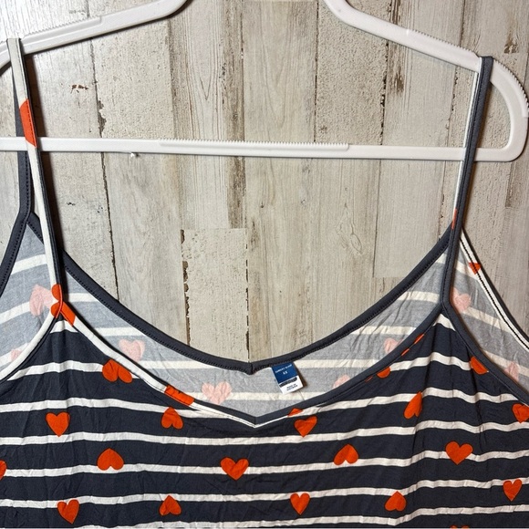 Sunday Sleep Tank From Old Navy Blue Stripe With Orange Hearts 4X - Picture 7 of 16